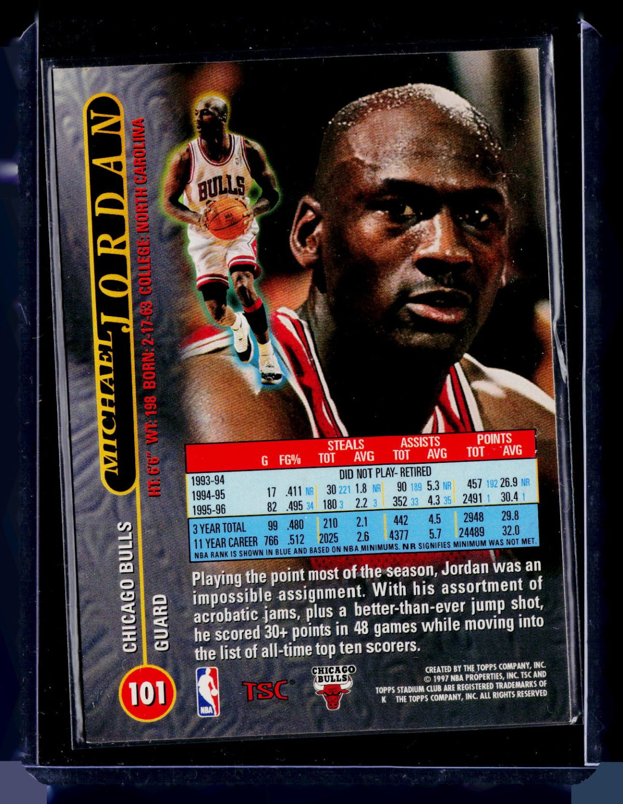 1996-97 Stadium Club Michael Jordan 101 Basketball Chicago Bulls