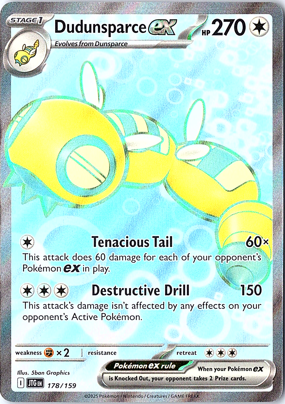 Dudunsparce ex Ultra Rare SV09: Journey Together 178/159 NM