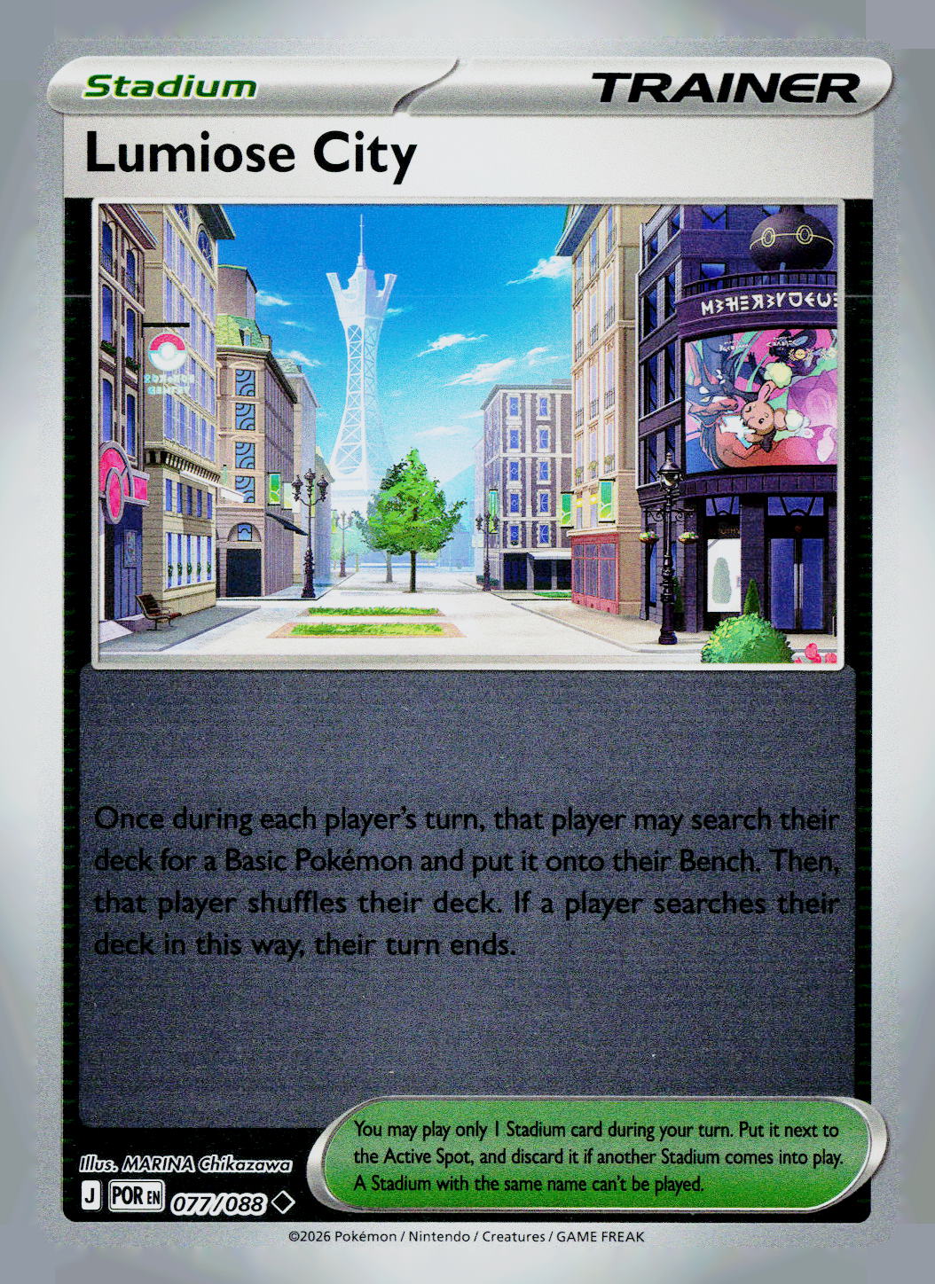 Lumiose City POR 077/088 Reverse Holo NM
