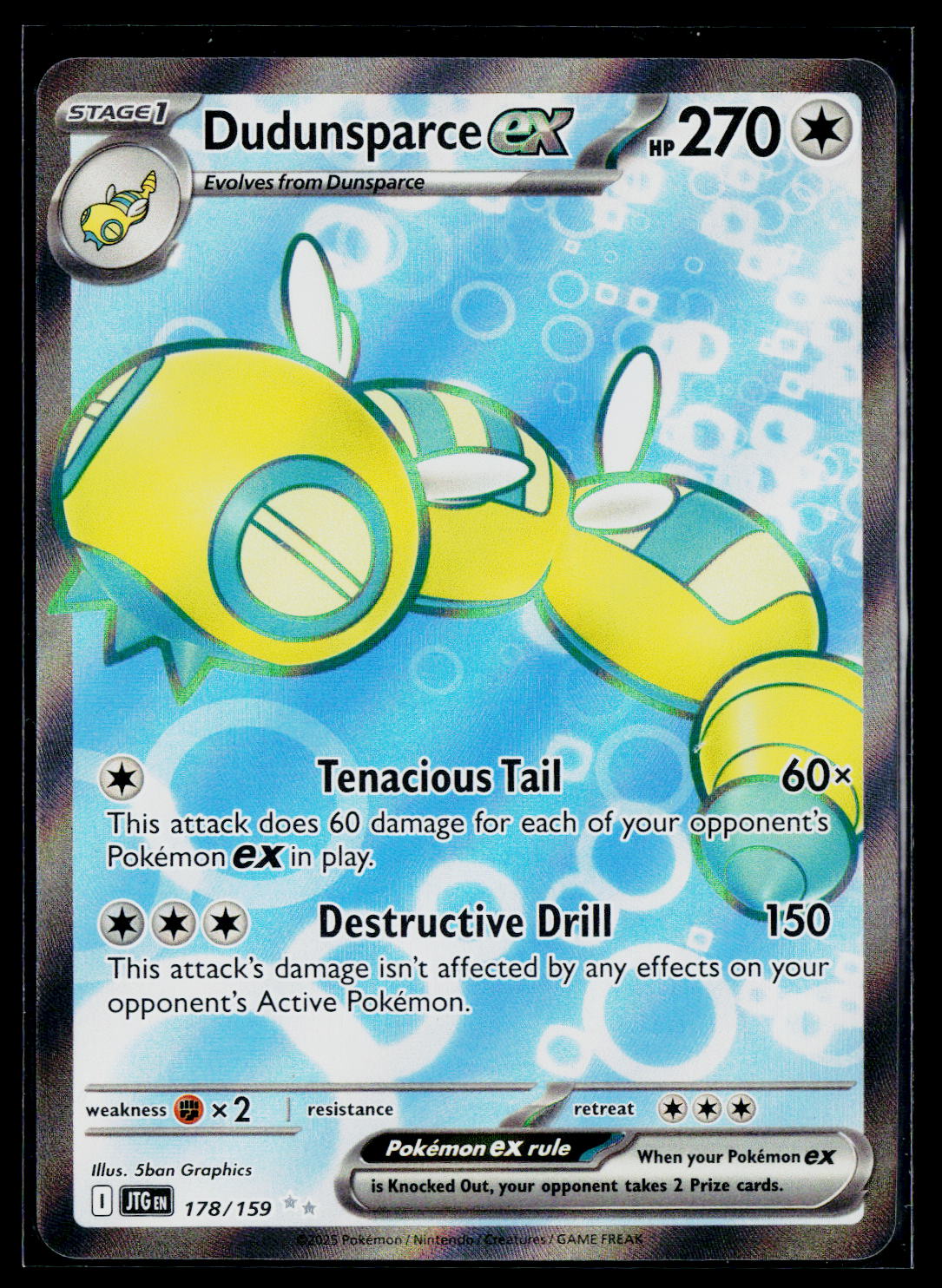 Dudunsparce ex JTG 178/159 Holo NM