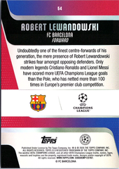 Robert Lewandowski Topps UEFA Club Competitions - Blue Foil 54 NM (Back)