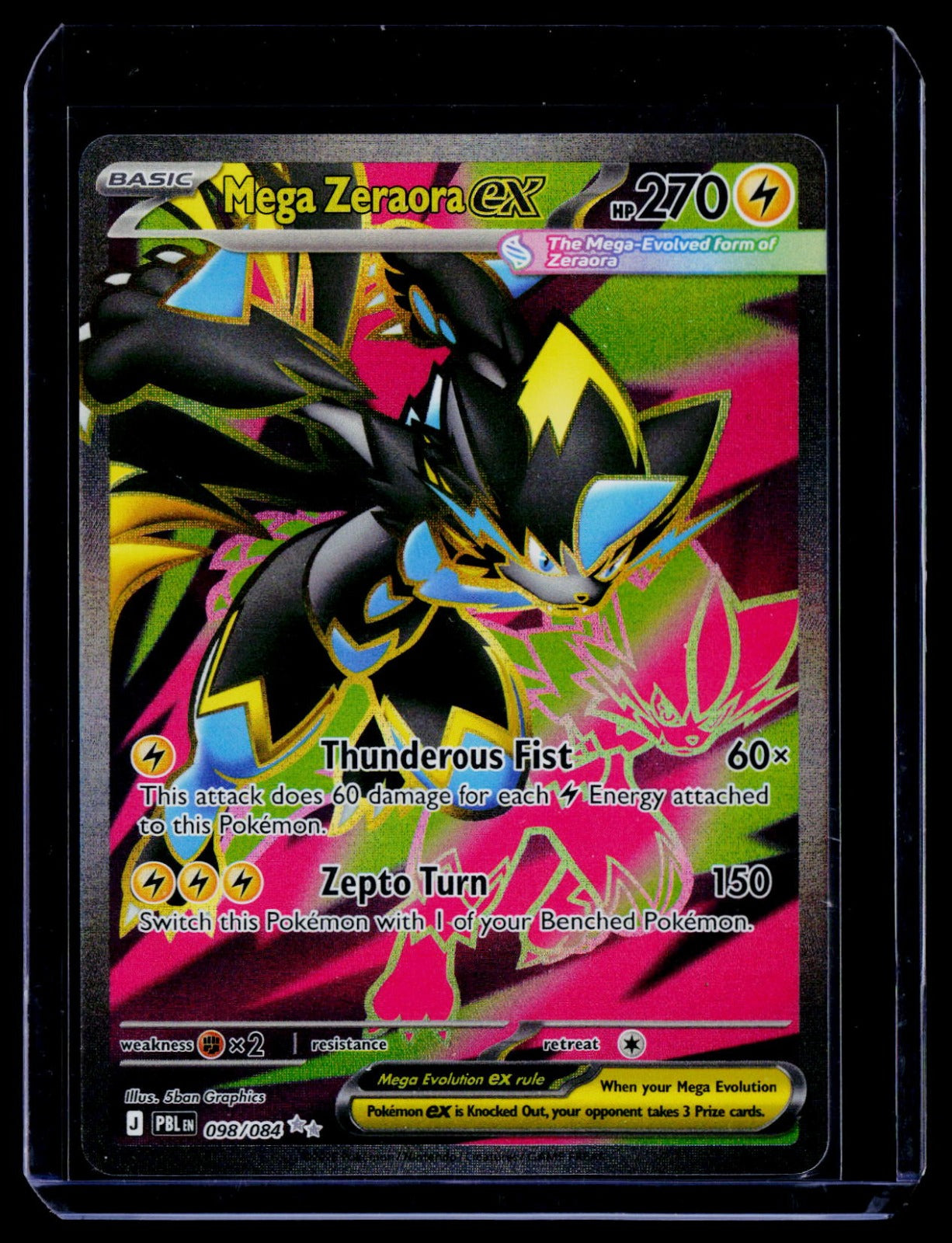 Mega Zeraora ex Holo ME05: Pitch Black 098/084 NM