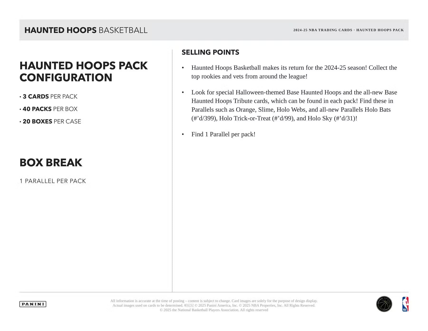 2024/25 Panini Haunted Hoops Halloween Basketball 40-Pack Box