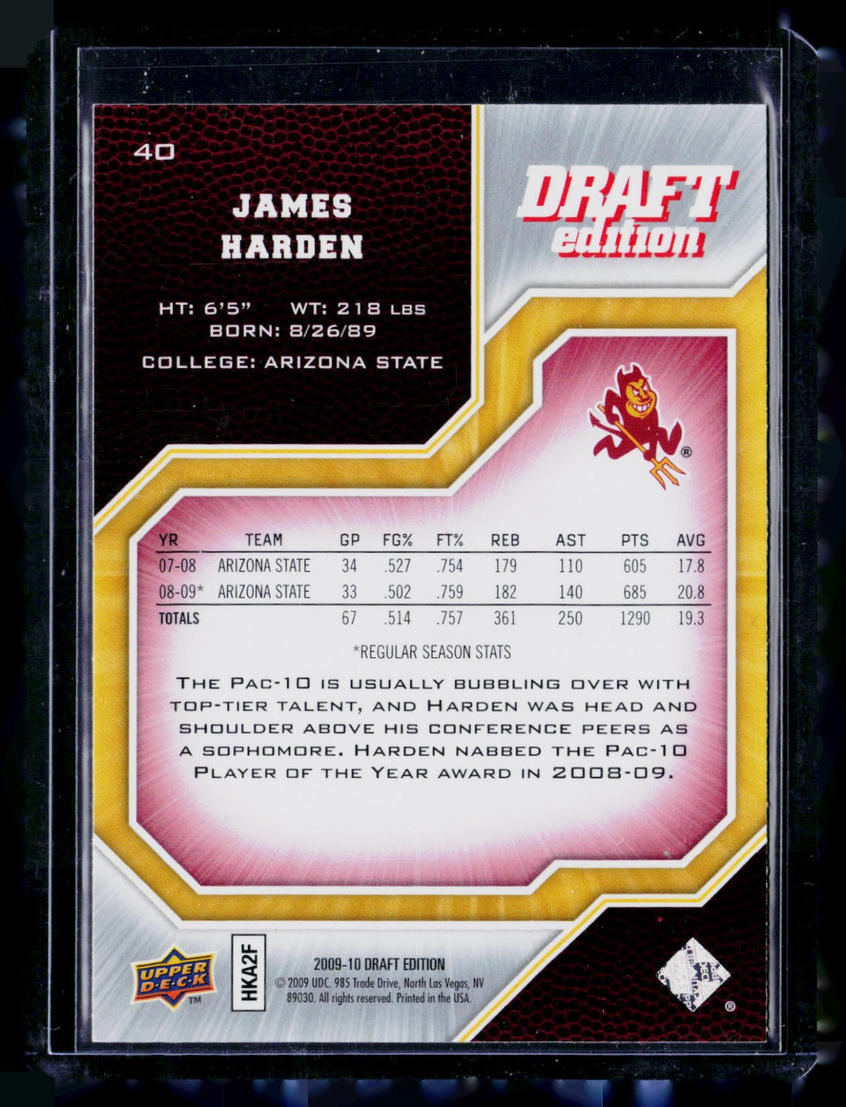 James Harden Upper Deck Draft Edition 40 NM