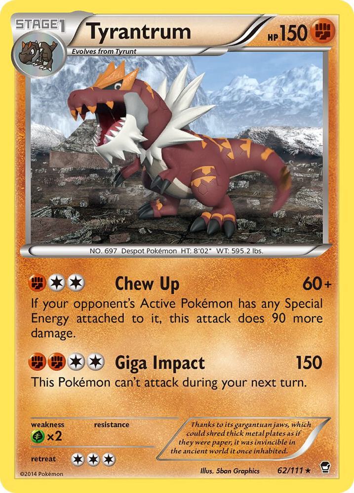 Tyrantrum Rare Reverse Holo XY - Furious Fists 62/111 NM