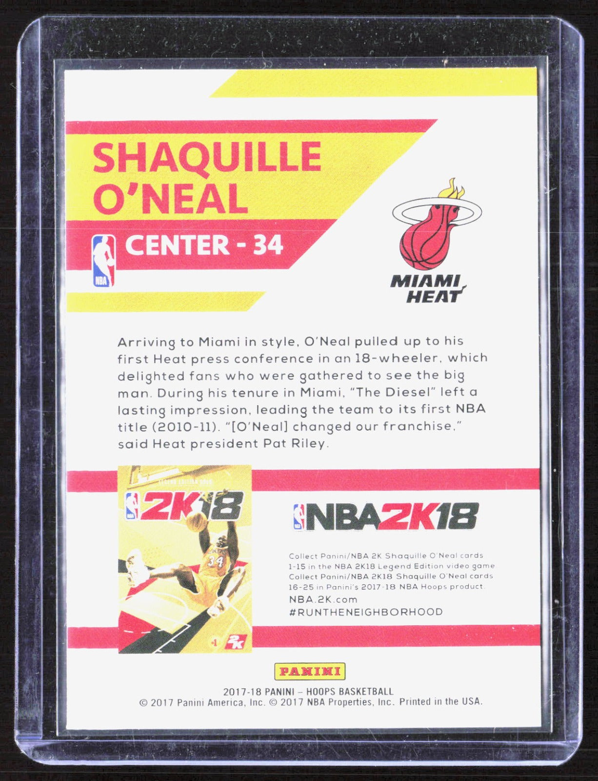 2017-18 Hoops NBA 2K18 Legend Edition Shaquille O'Neal - Basketball Miami Heat