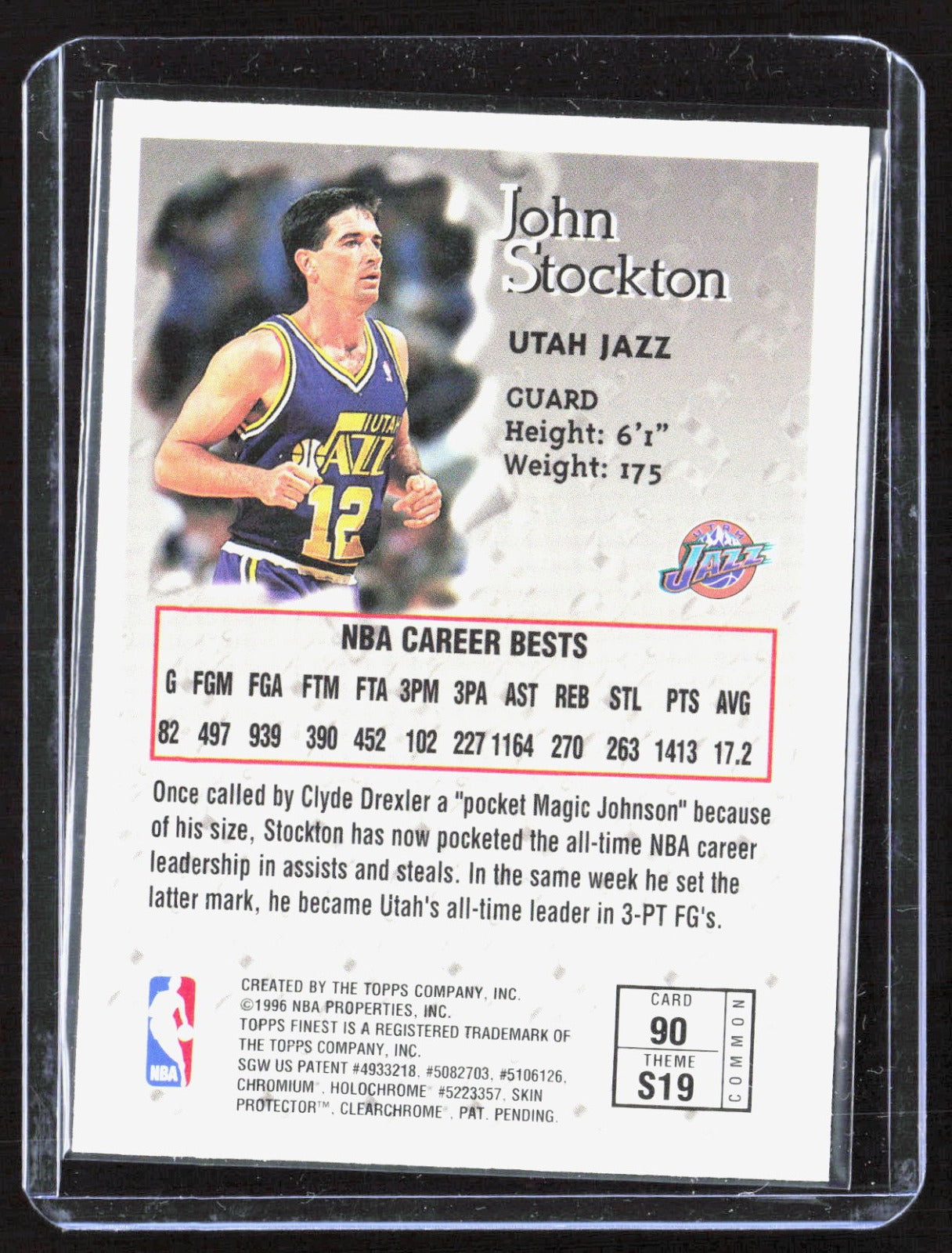 1996-97 Finest John Stockton 90 Basketball Utah Jazz