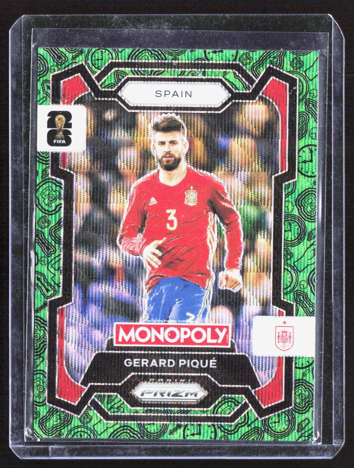 2026 Panini Prizm Monopoly FIFA WC Four Corners Green Wave Prizms Gerard Piqué