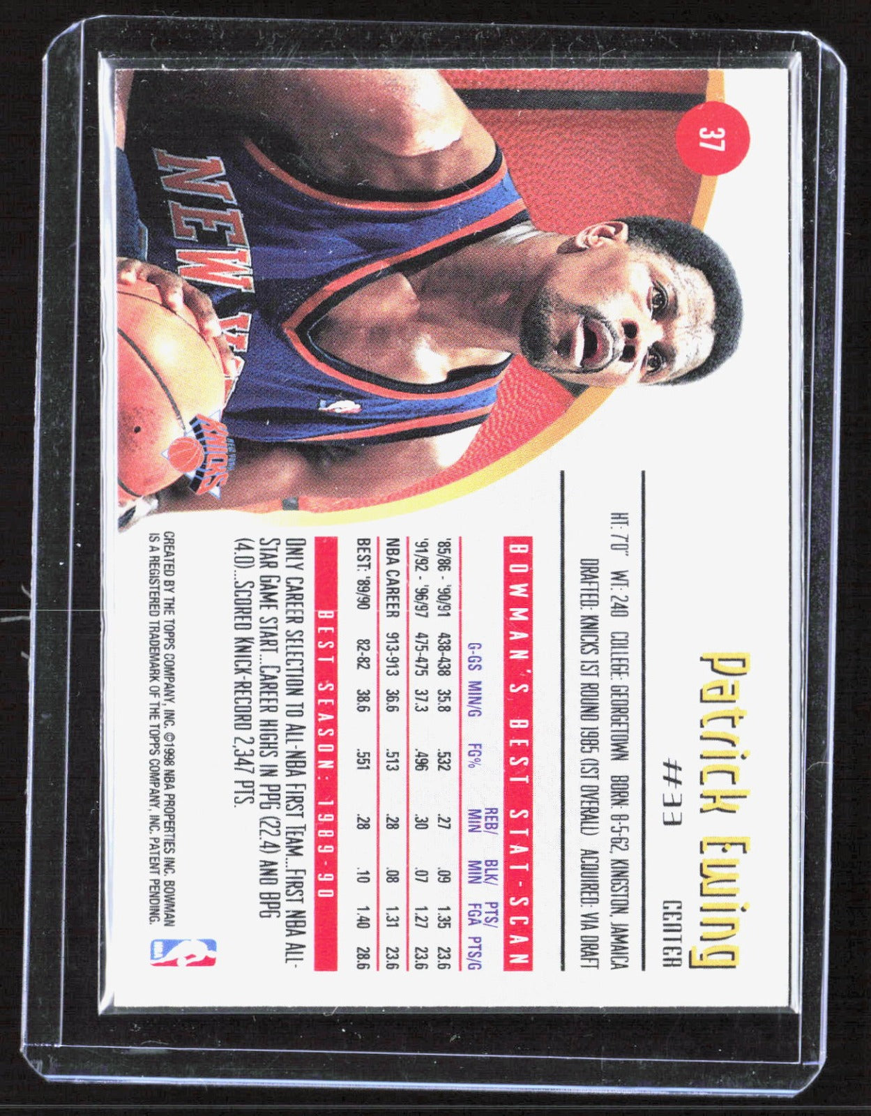 1997-98 Bowman's Best Patrick Ewing 37 Basketball New York Knicks