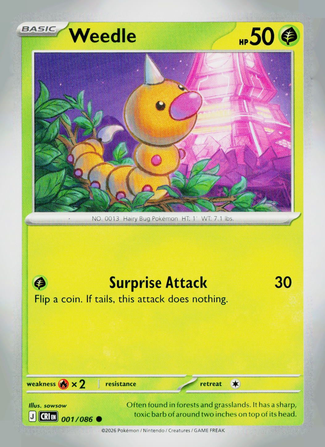 Weedle CRI 001/086 NM