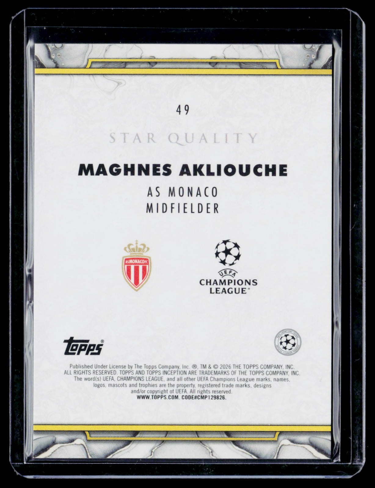 Maghnes Akliouche 2026 Inception Star Quality /150 49 NM