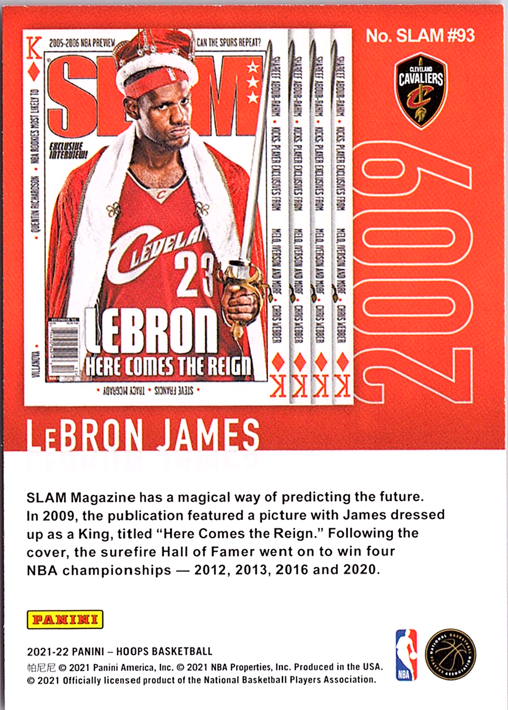 LeBron James Hoops Winter - SLAM SLAM #93 NM (Back)