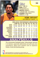 Kobe Bryant Stadium Club 34 NM (Back)