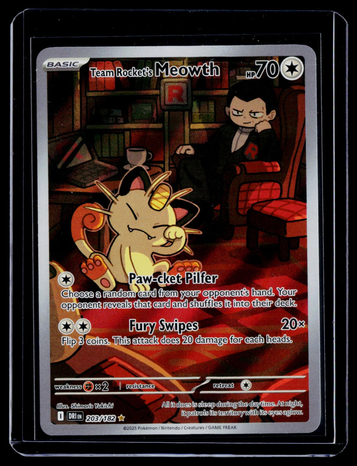 Team Rocket's Meowth Holo SV10: Destined Rivals 203/182 NM