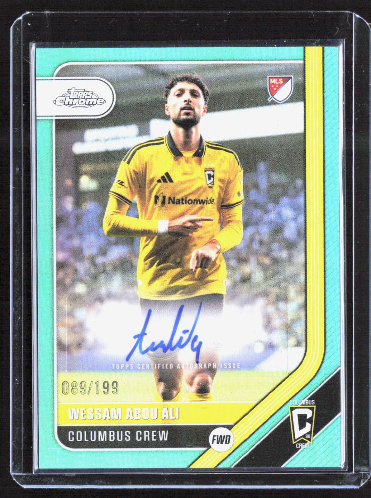 2026 Topps Chrome MLS - Chrome Auto Aqua Refractor Wessam Abou Ali CA-WA /199