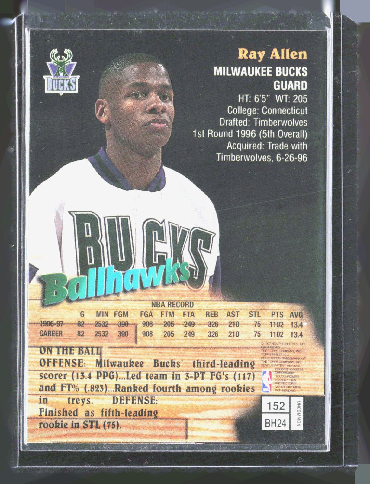 1997-98 Finest Ray Allen 152 Basketball Milwaukee Bucks