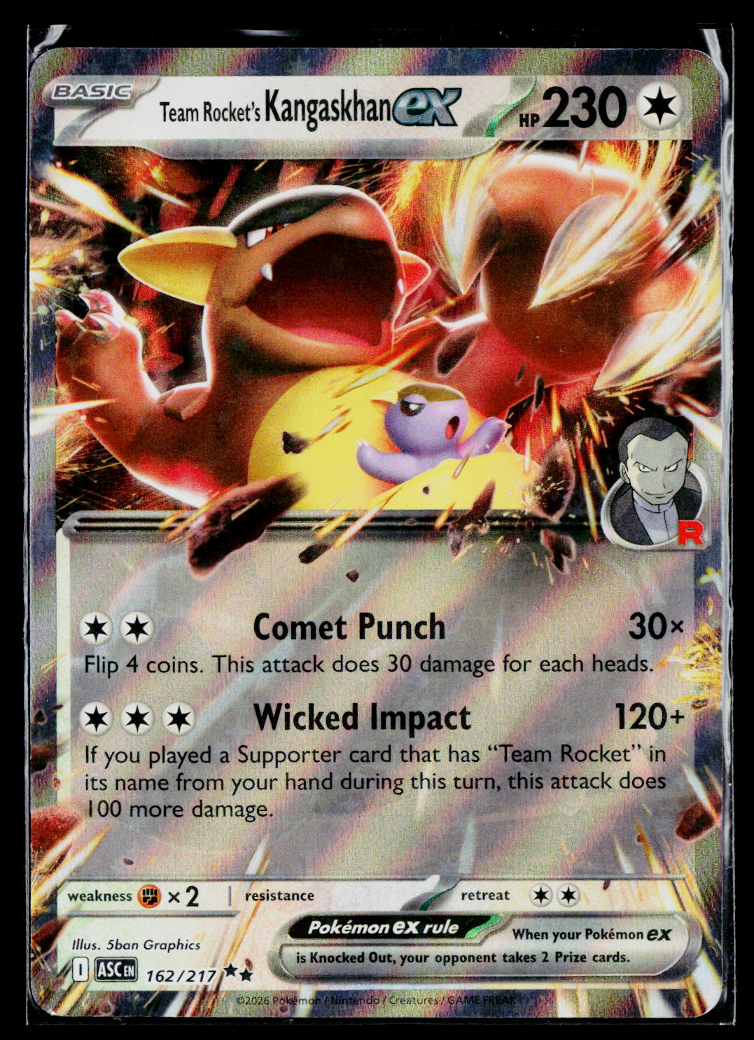 Team Rocket's Kangaskhan ex ASC 162/217 Holo NM