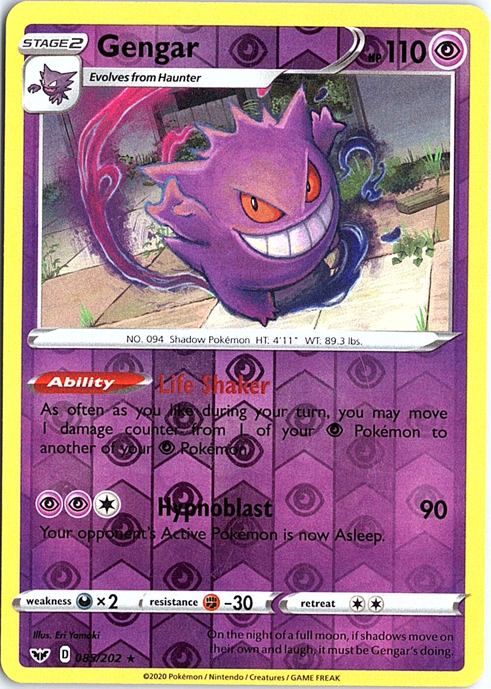 Gengar Holo Rare SWSH01: Sword & Shield Base Set 085/202 NM