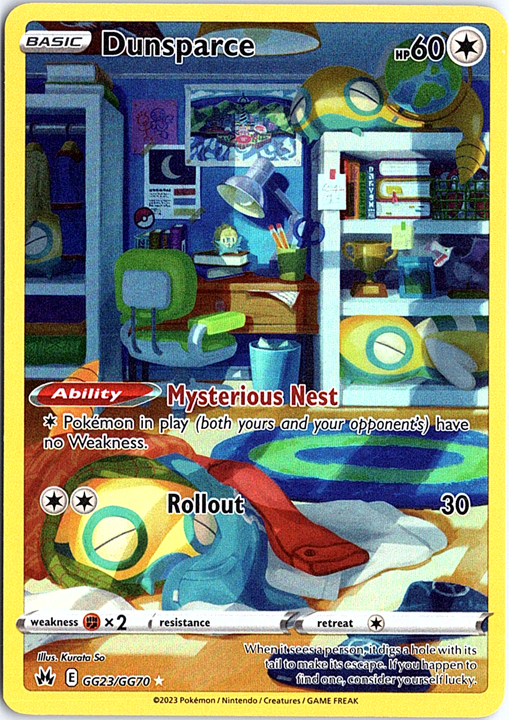 Dunsparce Ultra Rare Crown Zenith: Galarian Gallery GG23/GG70 NM