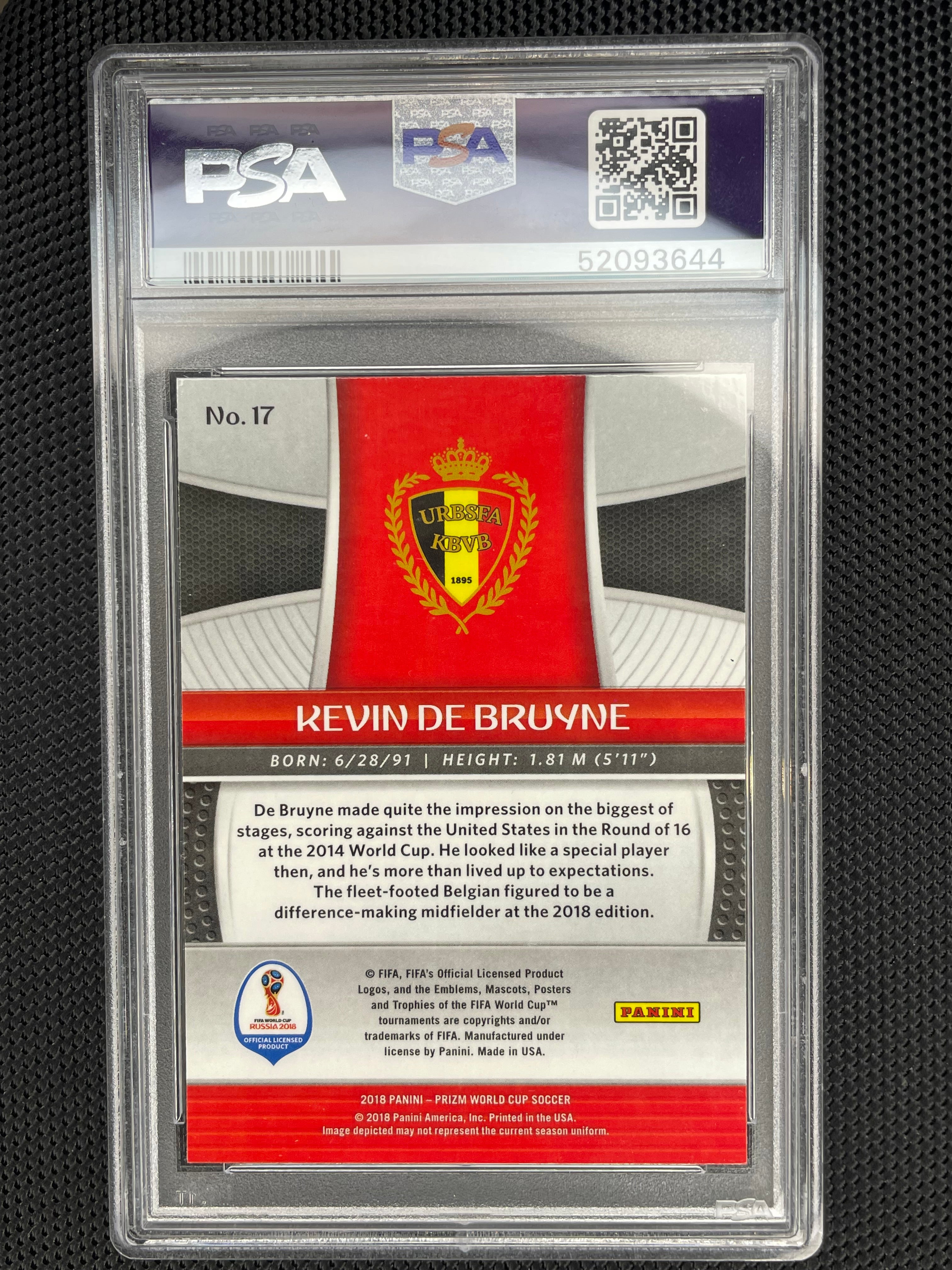 2018 Panini Prizm World Cup #17 Kevin De Bruyne PSA 10