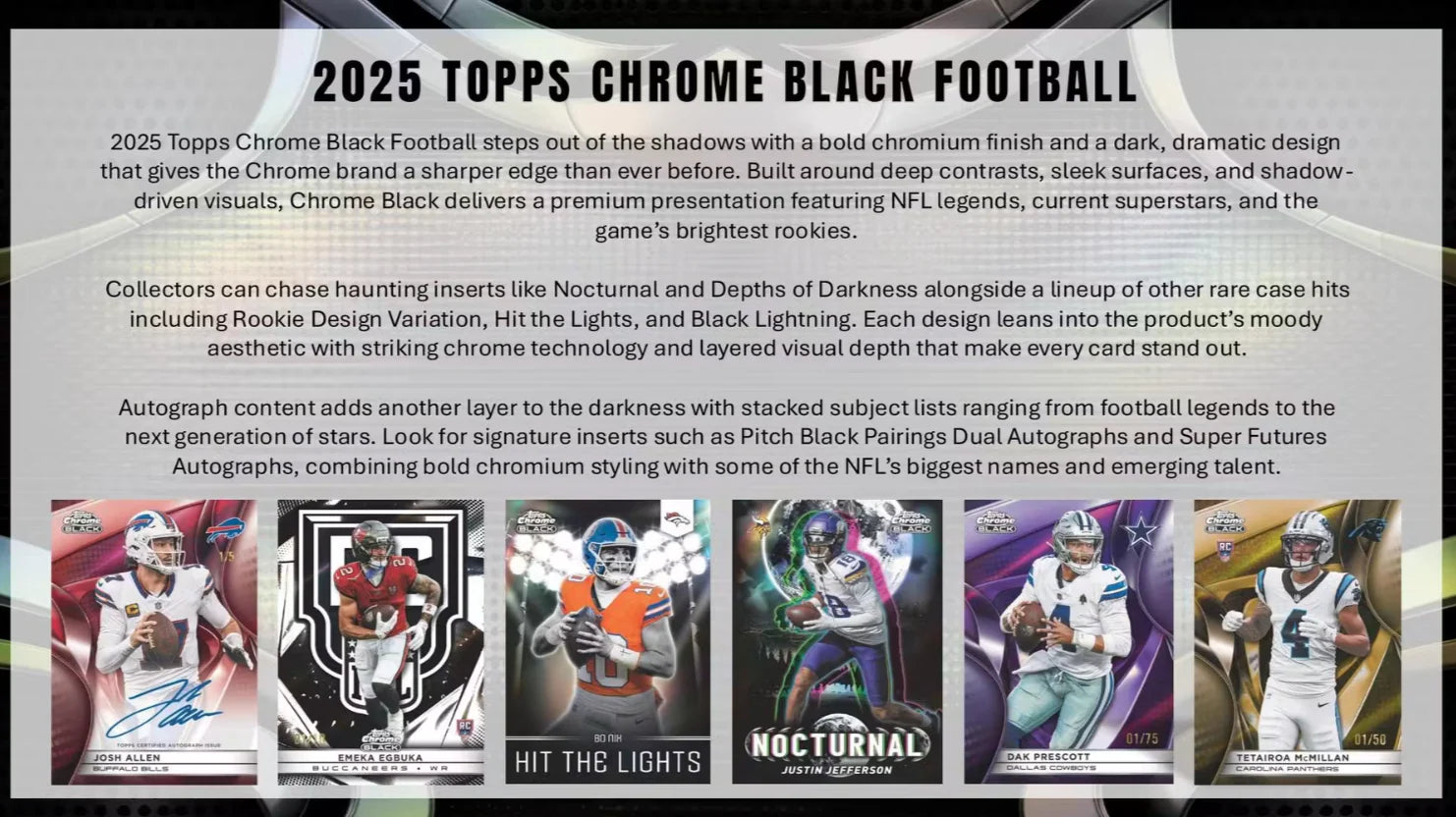 2025 Topps Chrome Black Football NFL Hobby Box