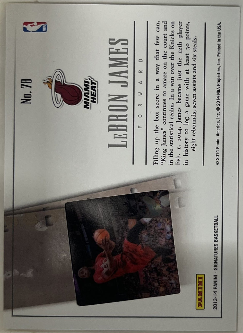 LeBron James Panini Signatures - Film 78 NM (Back)