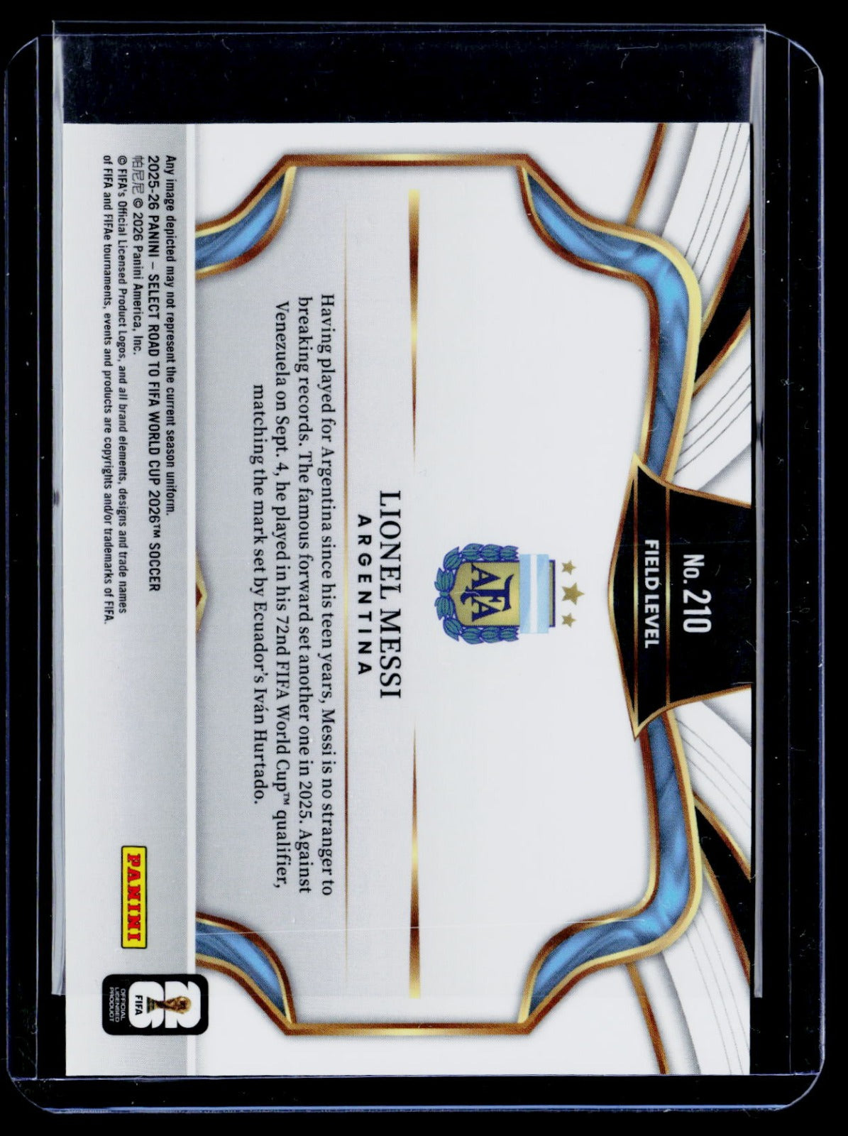 Lionel Messi Panini Select Road to FIFA World Cup 210 NM