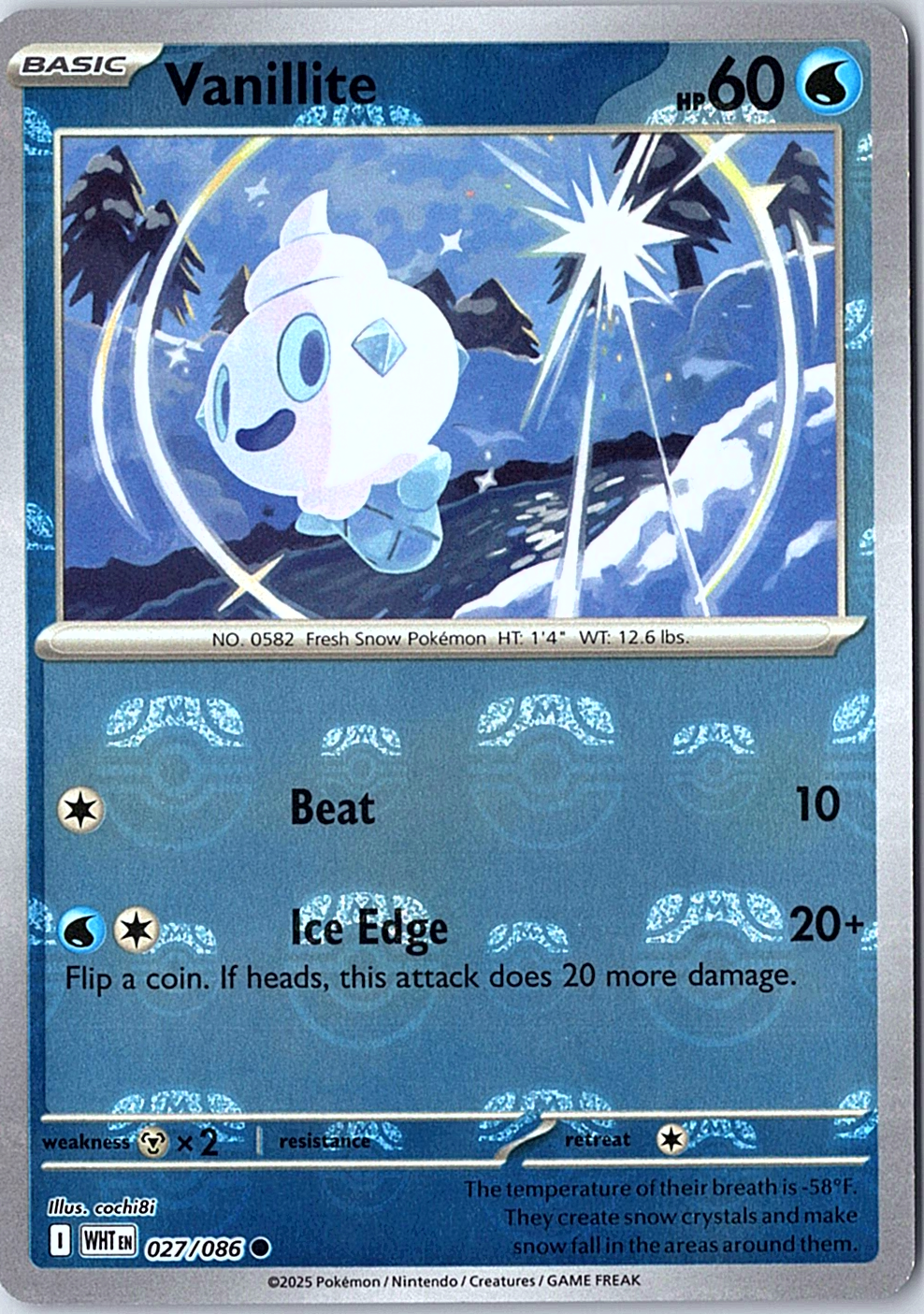Vanillite (Master Ball Pattern) Common SV: White Flare 027/086 NM