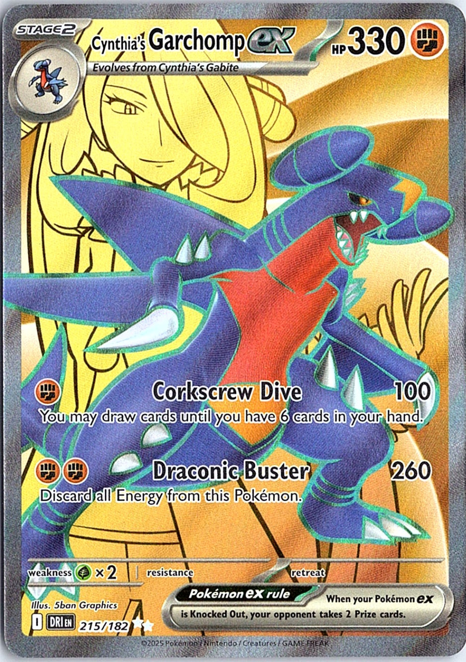 Cynthia's Garchomp ex Ultra Rare SV10: Destined Rivals 215/182 NM