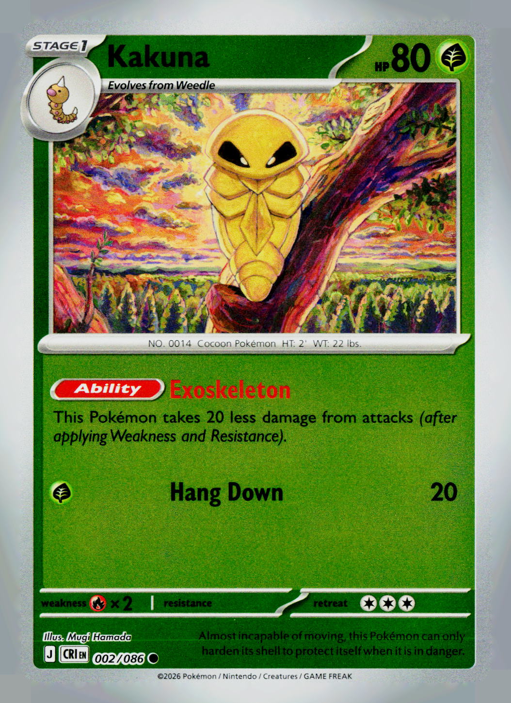 Kakuna CRI 002/086 Reverse Holo NM
