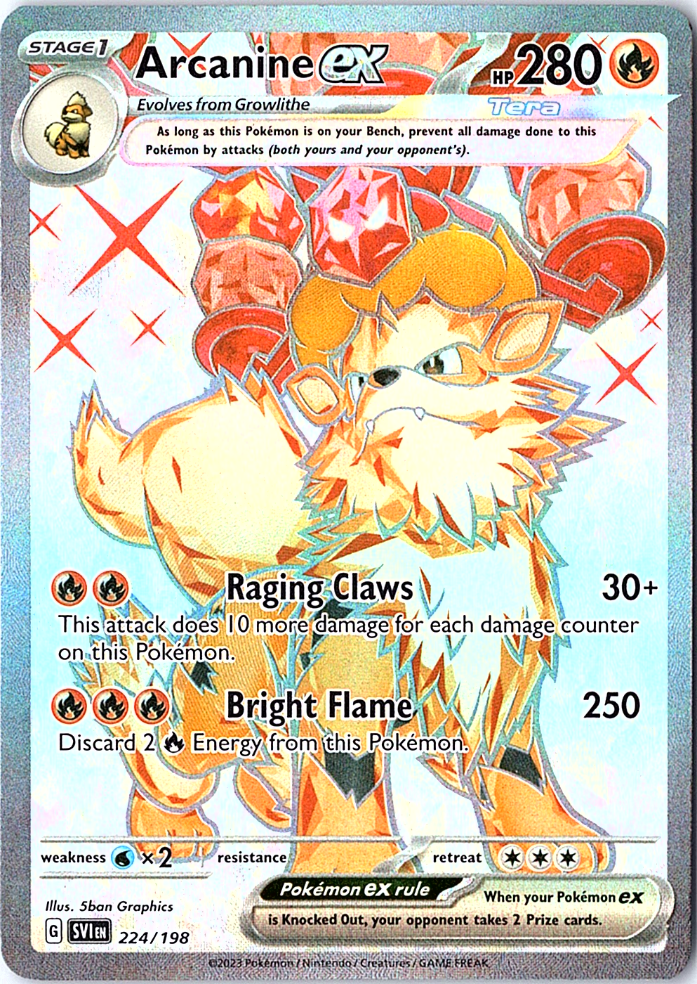 Arcanine ex Ultra Rare SV01: Scarlet & Violet Base Set 224/198 NM