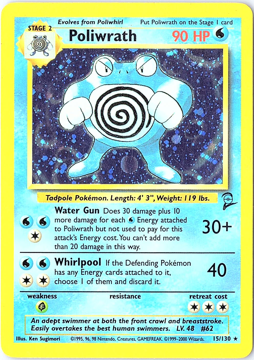 Poliwrath Holo Rare Base Set 2 015/130 LP