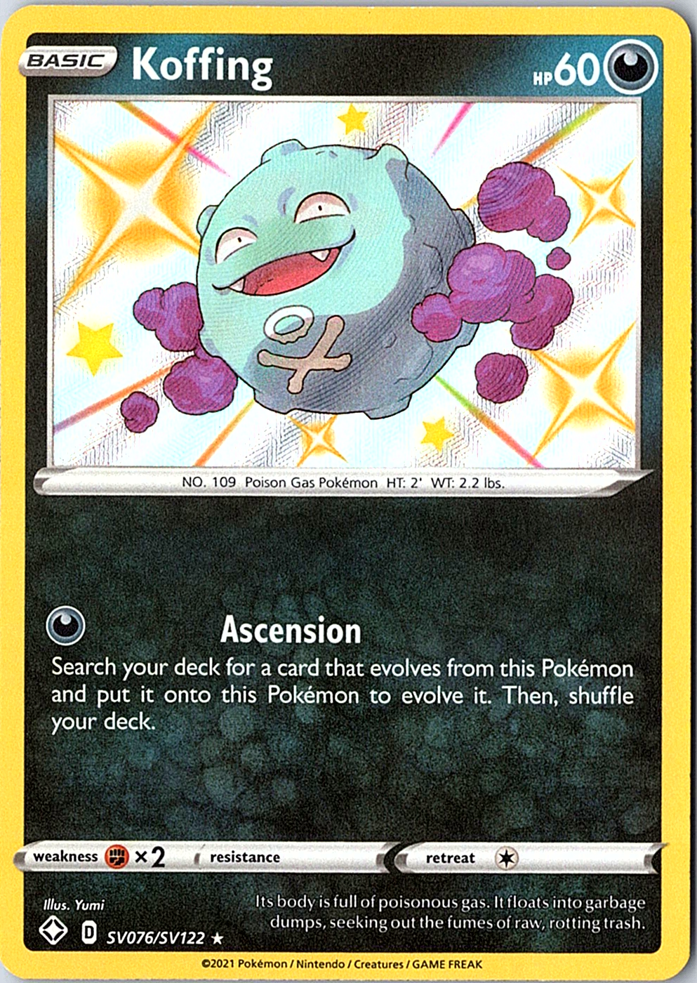 Koffing Shiny Holo Rare Shining Fates: Shiny Vault SV076/SV122 NM