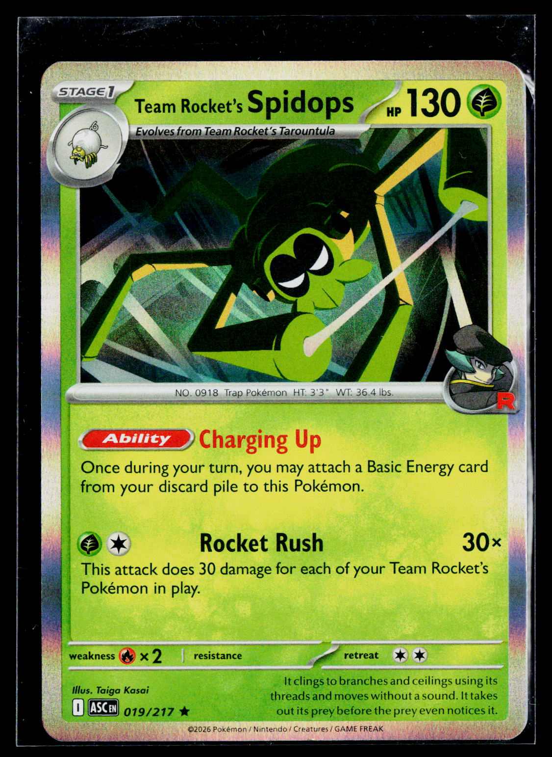 Team Rocket's Spidops ASC 019/217 Holo NM