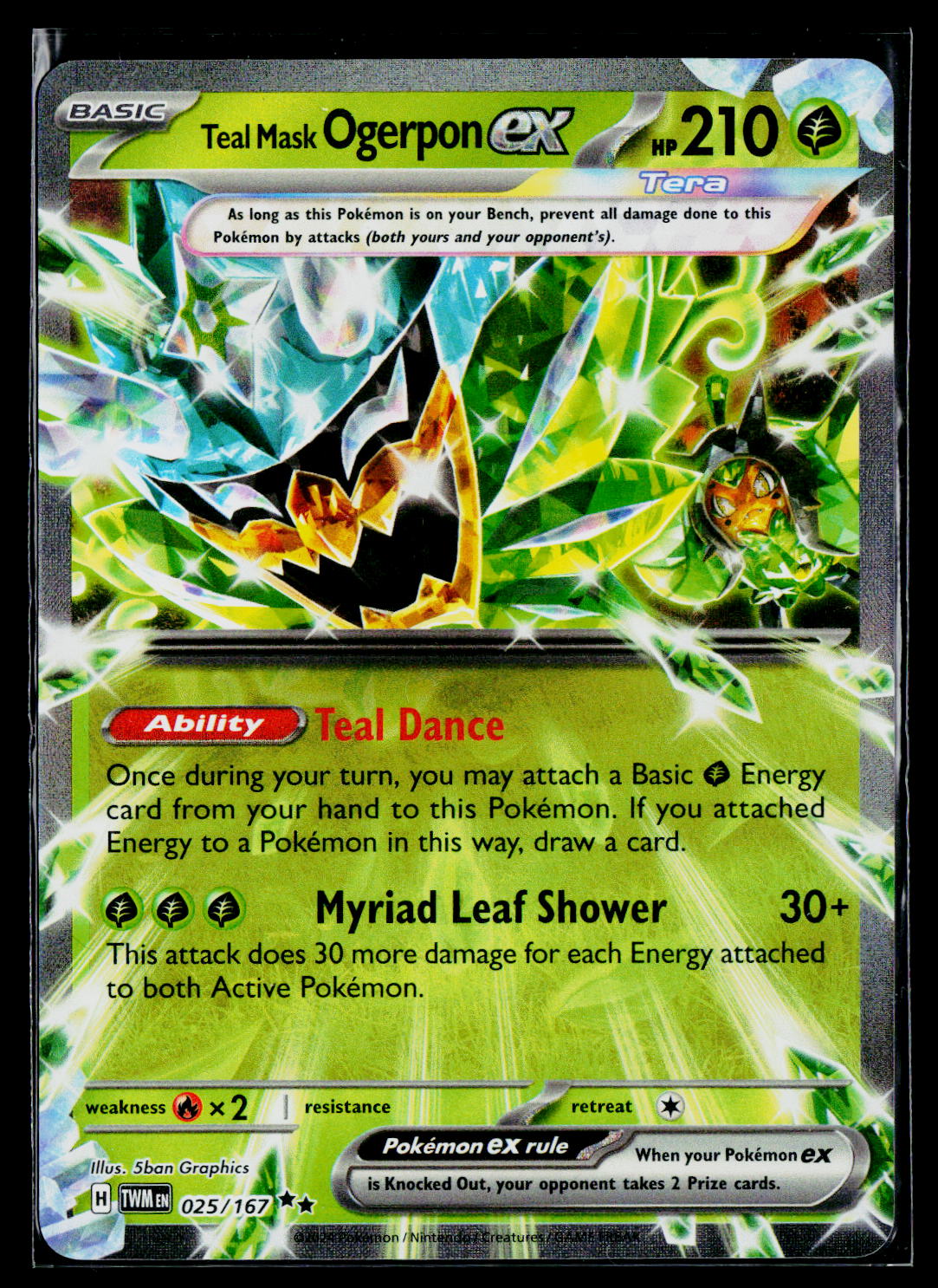 Teal Mask Ogerpon ex TWM 025/167 Holo NM