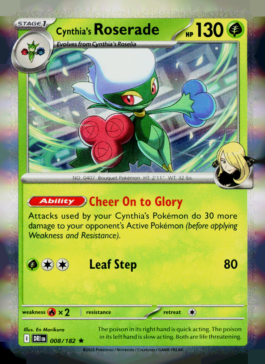Cynthia's Roserade DRI 008/182 Holo NM