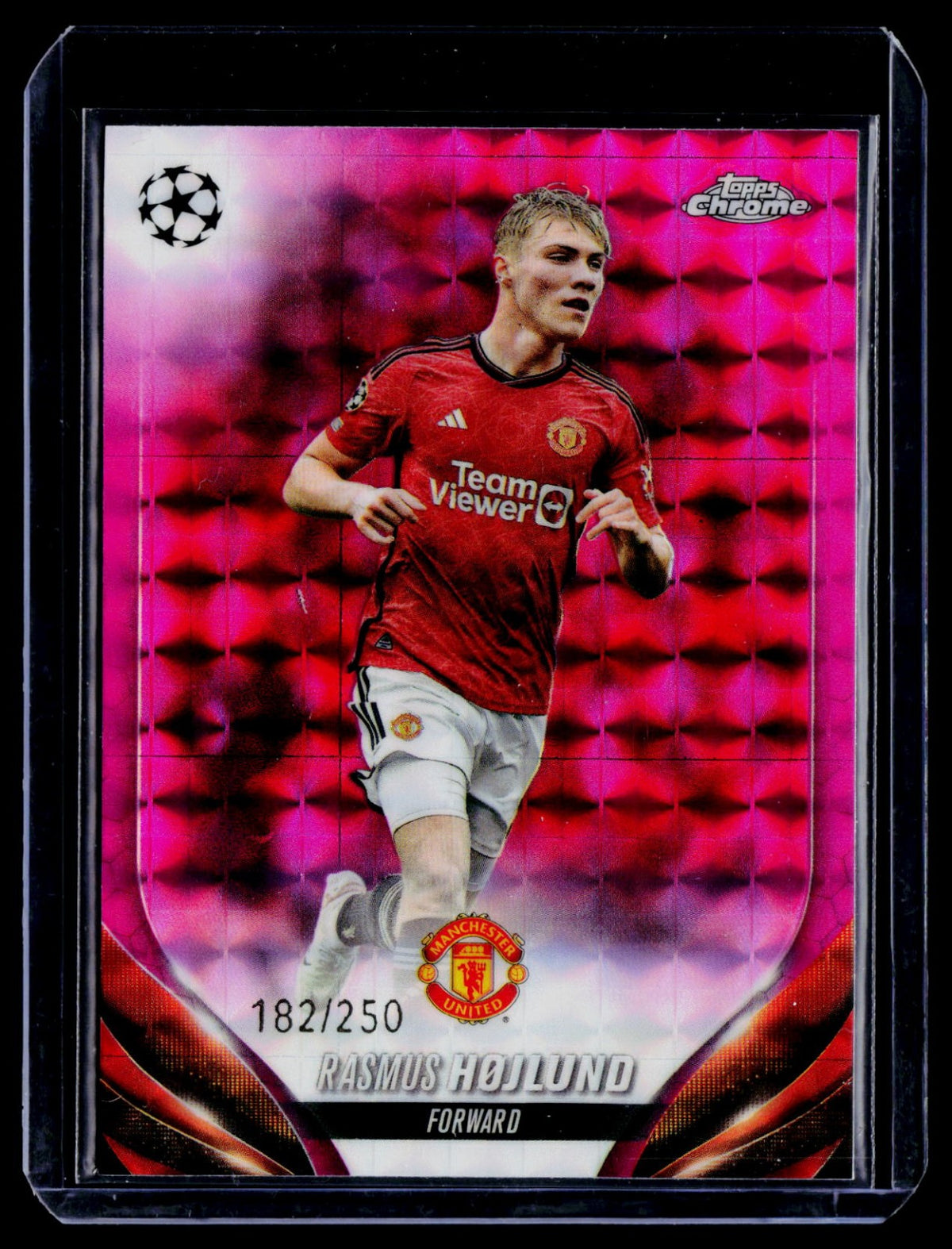 Rasmus Højlund Topps Chrome UEFA Club Competitions - Pink Geometric Refractor