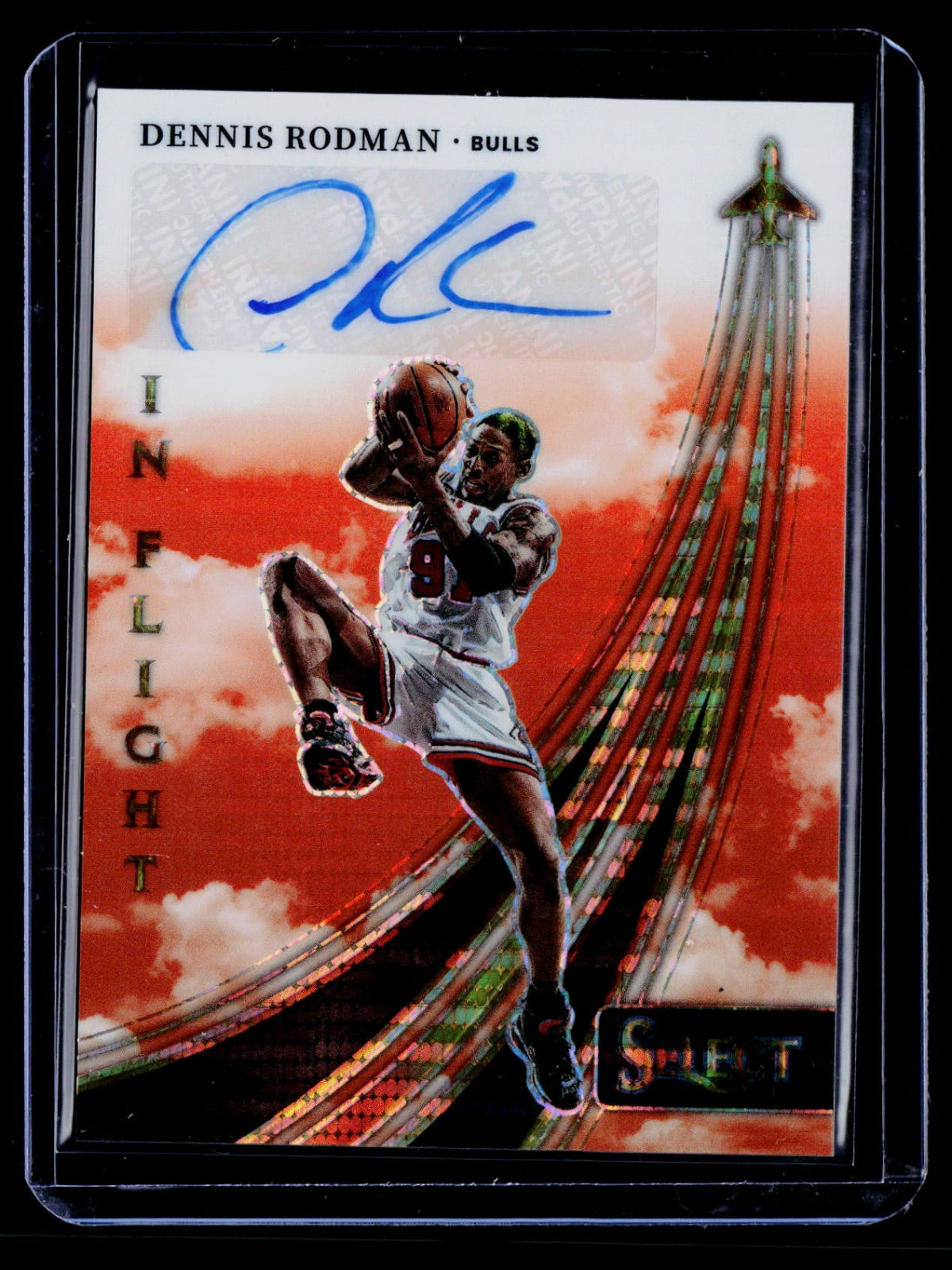 Dennis Rodman Panini Select - In Flight Signatures Neon Orange Pulsar Prizms NM