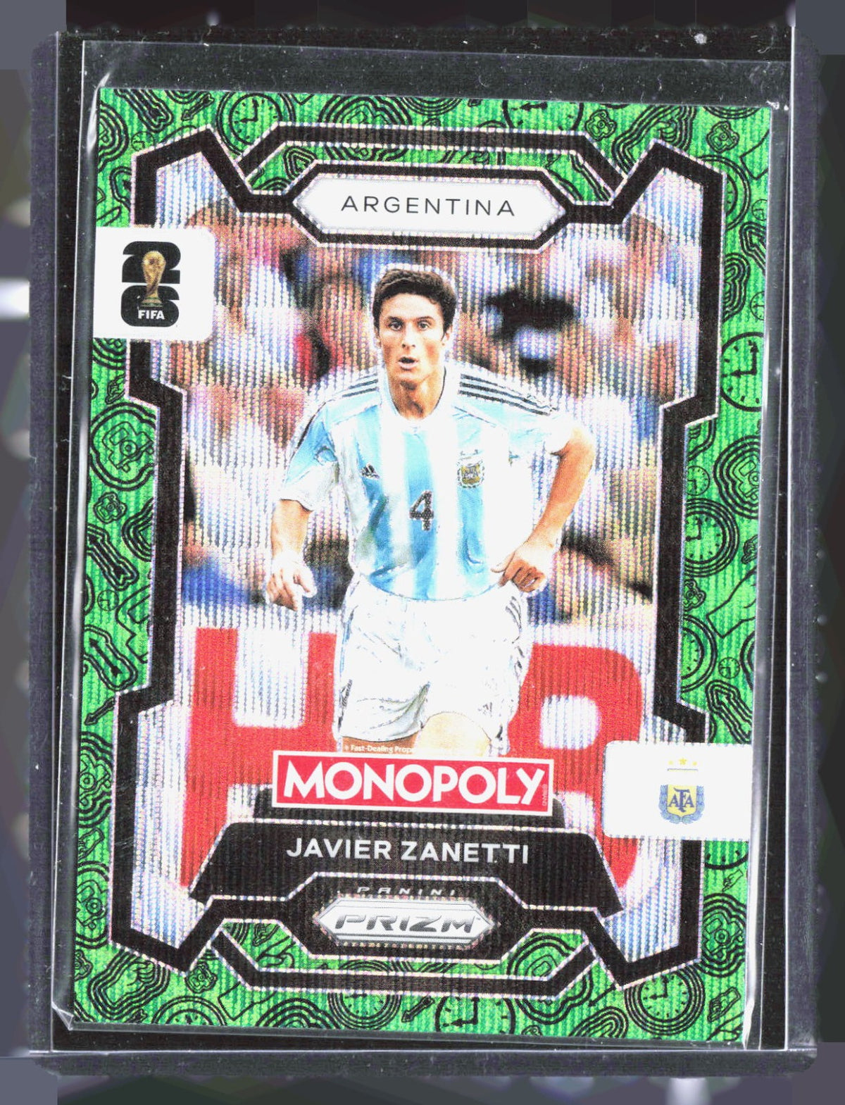 2026 Panini Prizm Monopoly FIFA WC Four CornersGreen Wave Prizms Javier Zanetti