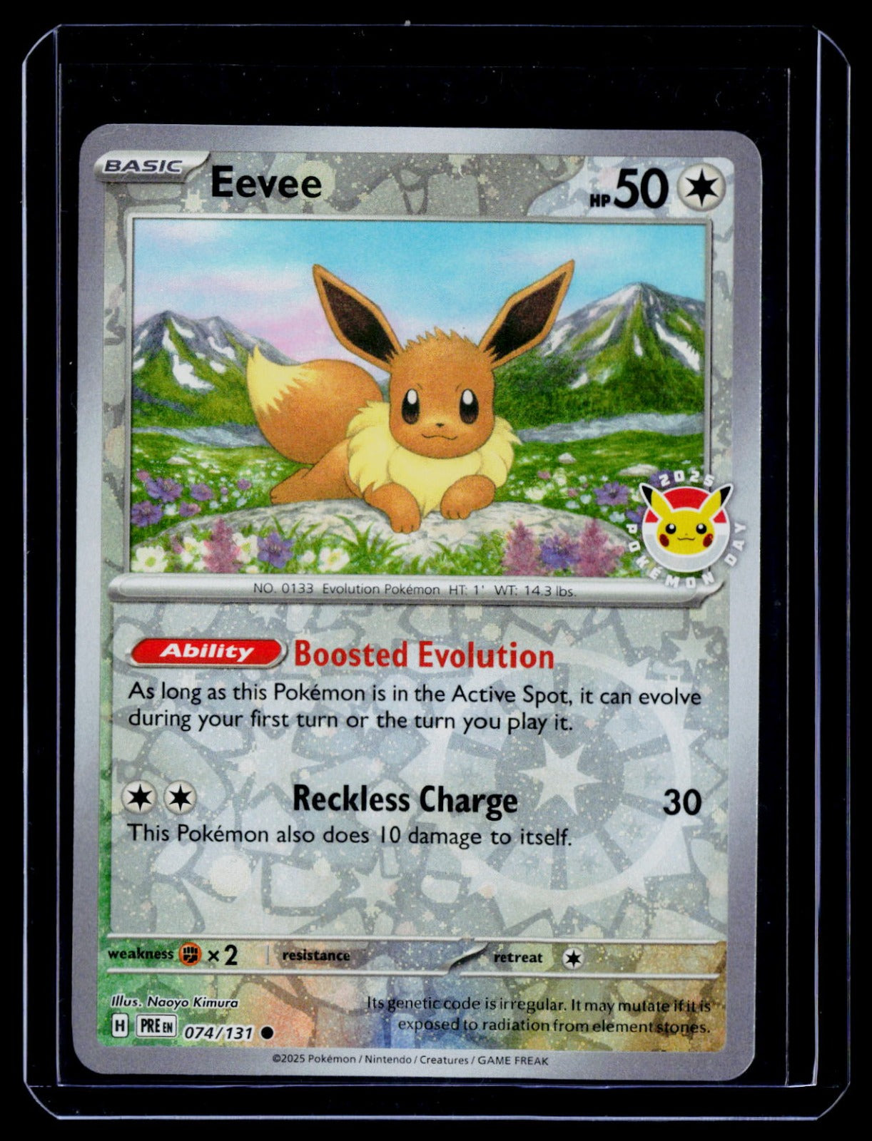 Eevee (Pokemon Day 2025) (Reverse Cosmos Holo) 074/131 NM