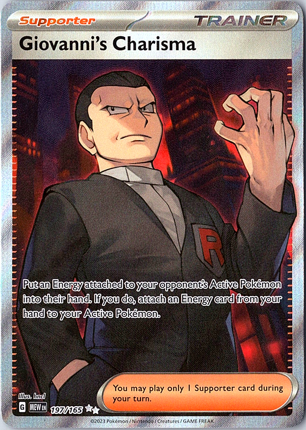 Giovanni's Charisma Ultra Rare SV: Scarlet & Violet 151 197/165 NM