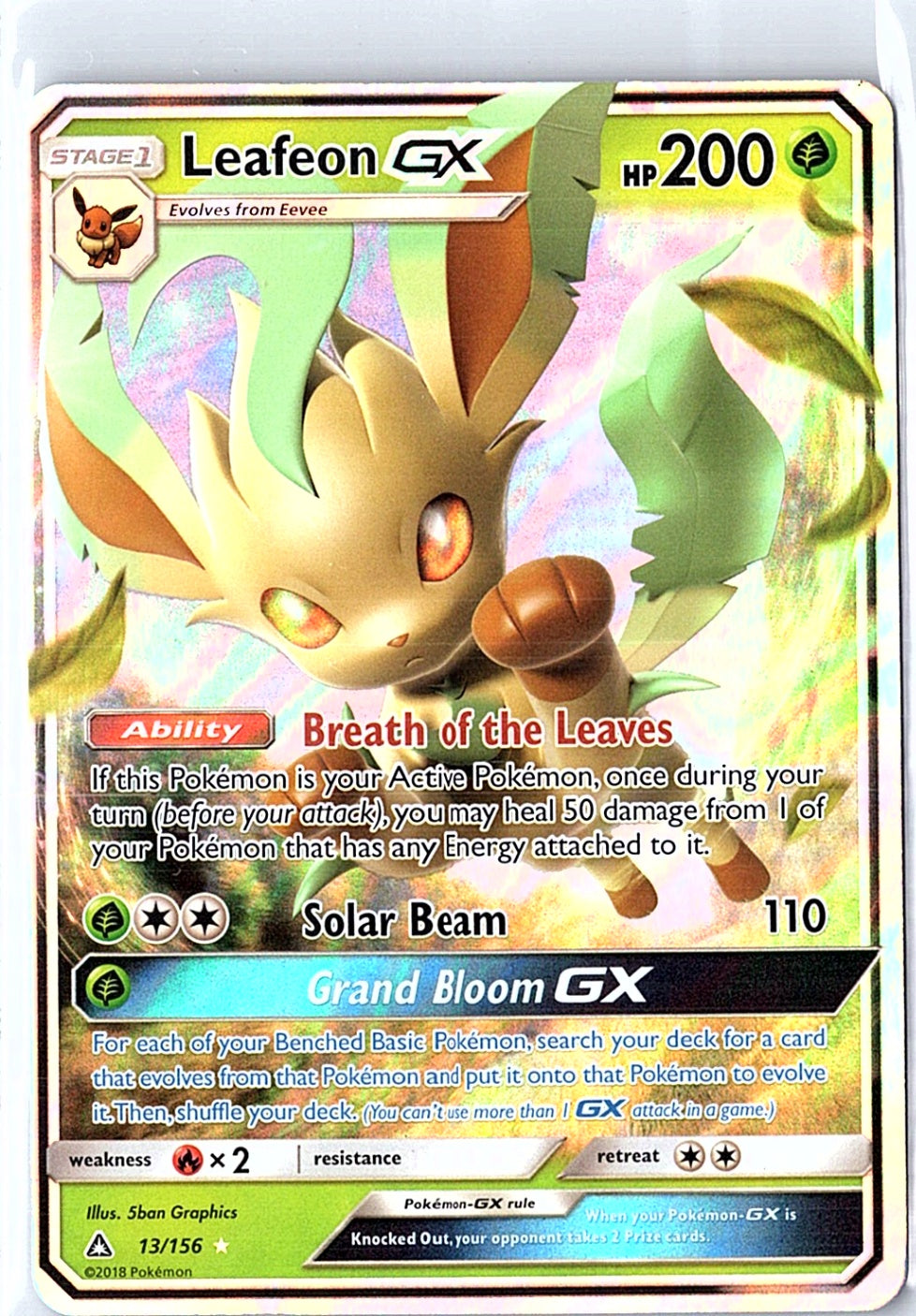 Leafeon GX Ultra Rare SM - Ultra Prism 13/156 NM