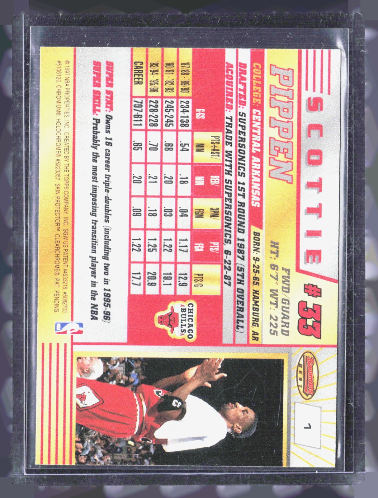 1996-97 Bowman's Best Scottie Pippen 1 Basketball Chicago Bulls