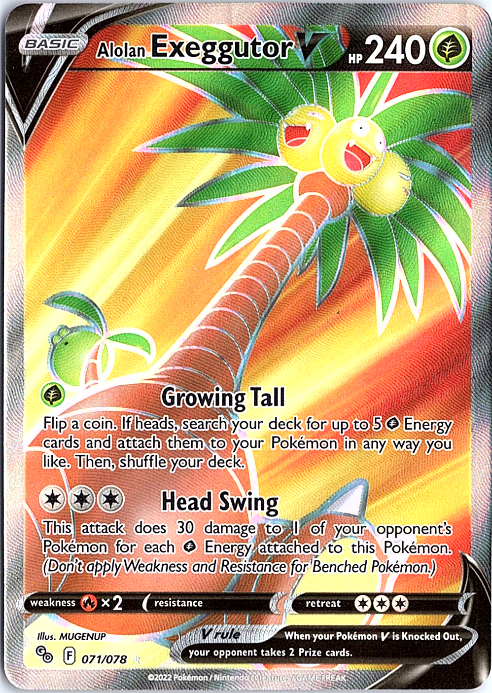 Alolan Exeggutor V (Full Art) Ultra Rare Pokemon GO 071/078 NM