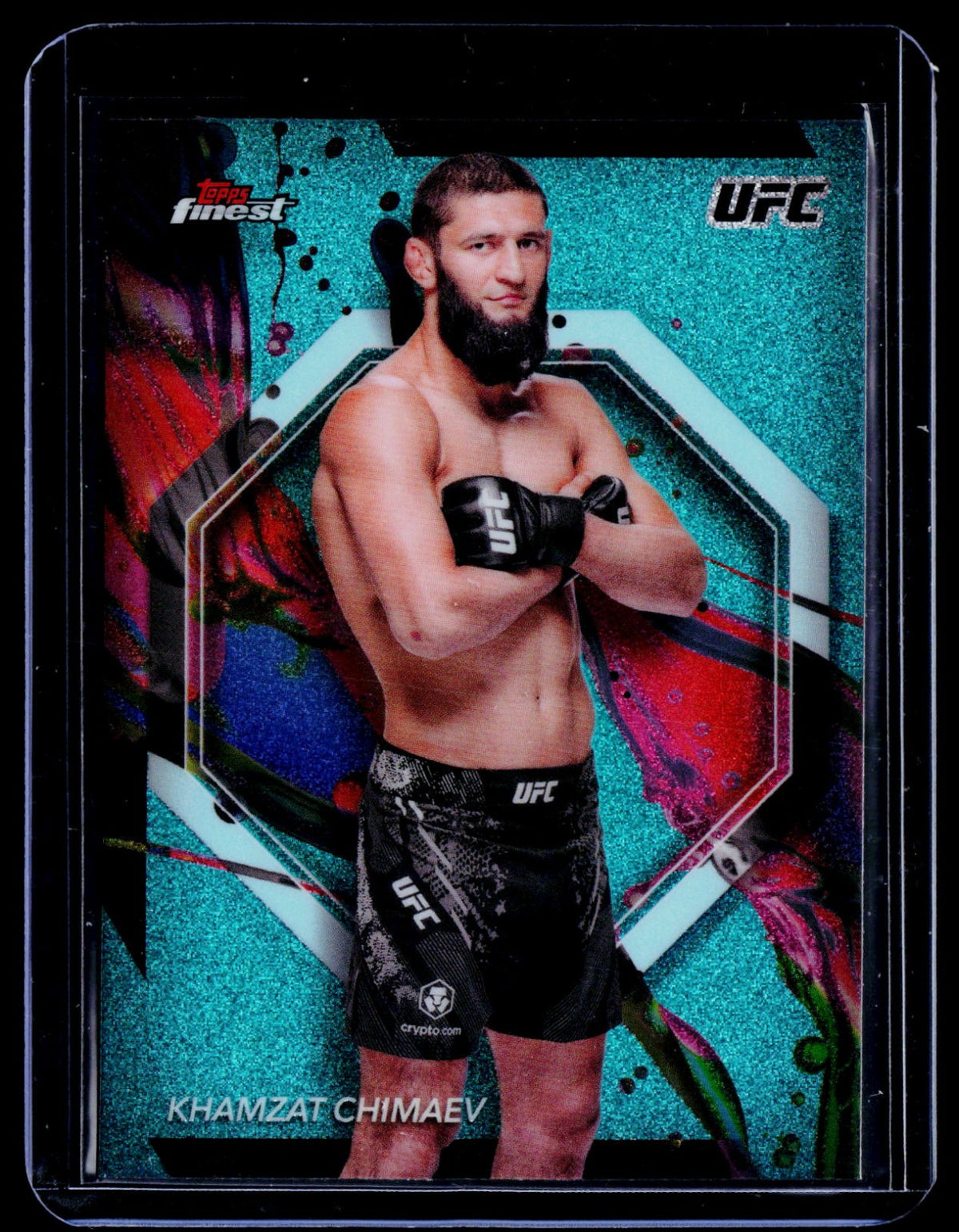 Khamzat Chimaev Topps Finest UFC - Aqua Glitter Refractors 89 NM
