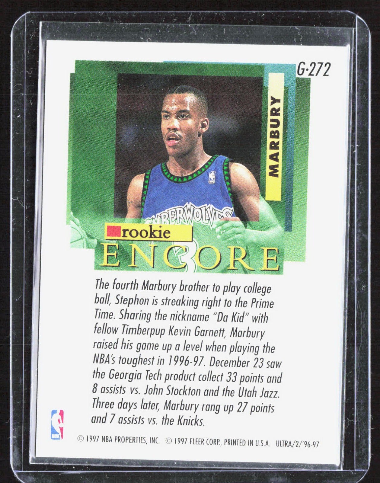 1996-97 Ultra - Platinum Medallion Stephon Marbury P-272 Minnesota Timberwolves
