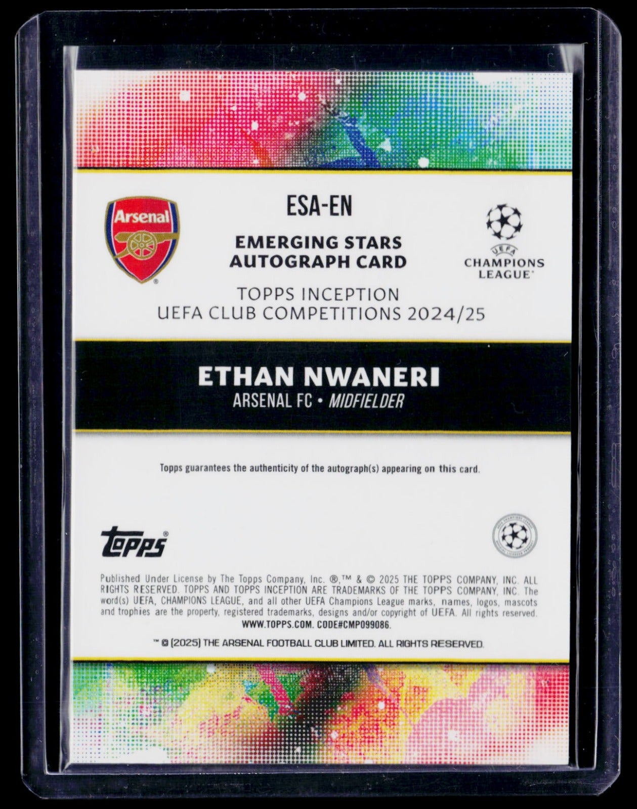 Ethan Nwaneri Topps Inception UEFA Club Competitions - Emerging Stars Auto /75