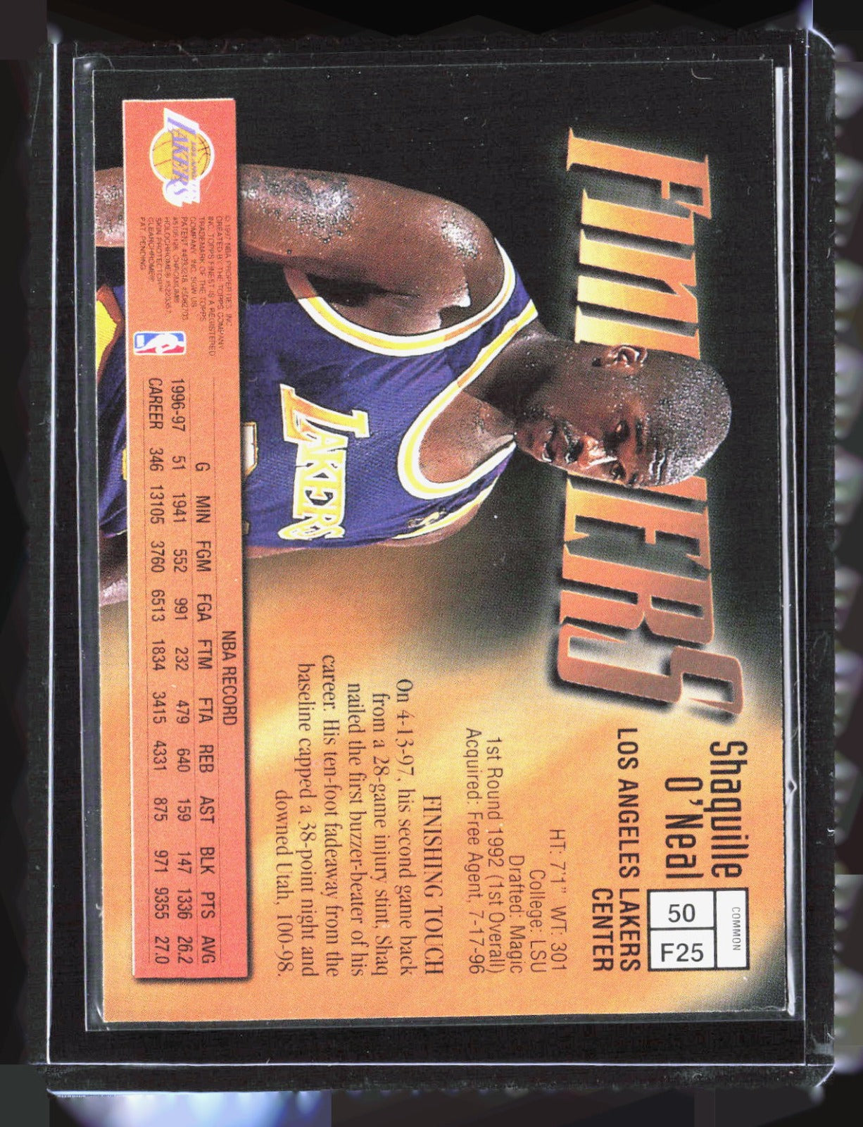 1997-98 Finest Shaquille O'Neal 50 Basketball Los Angeles Lakers