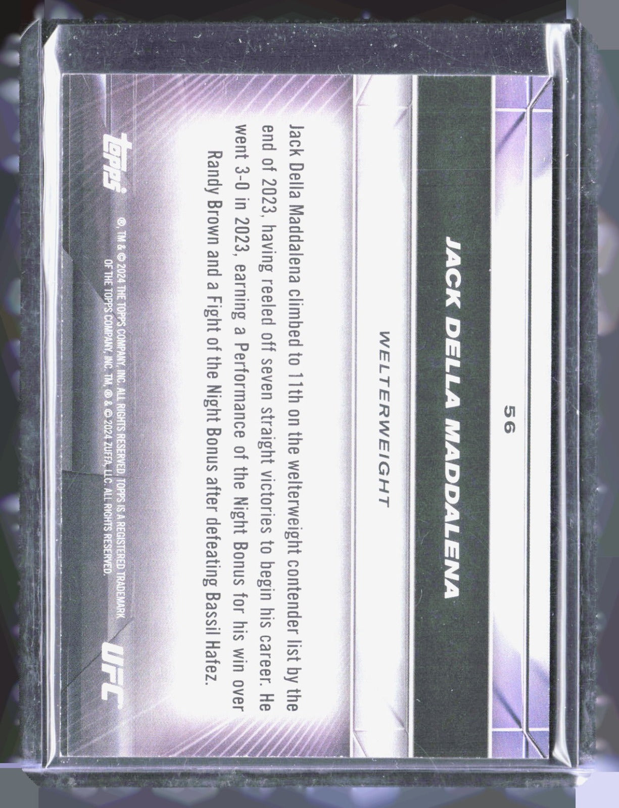 2024 Topps Knockout UFC - Black Jack Della Maddalena 6 /10 UFC
