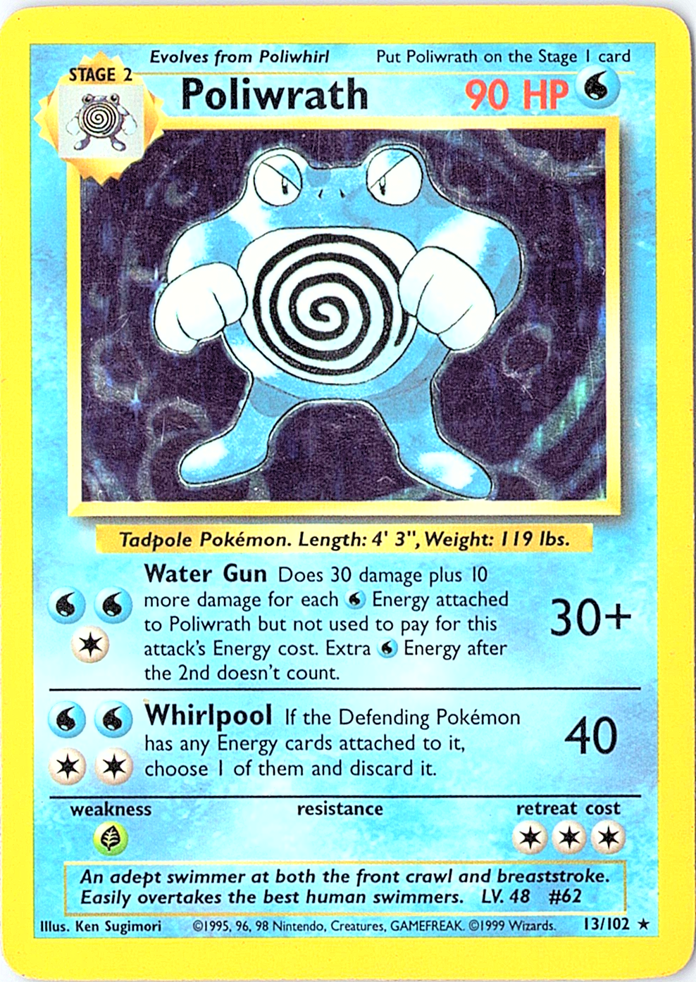 Poliwrath Holo Rare Base Set 013/102 MP